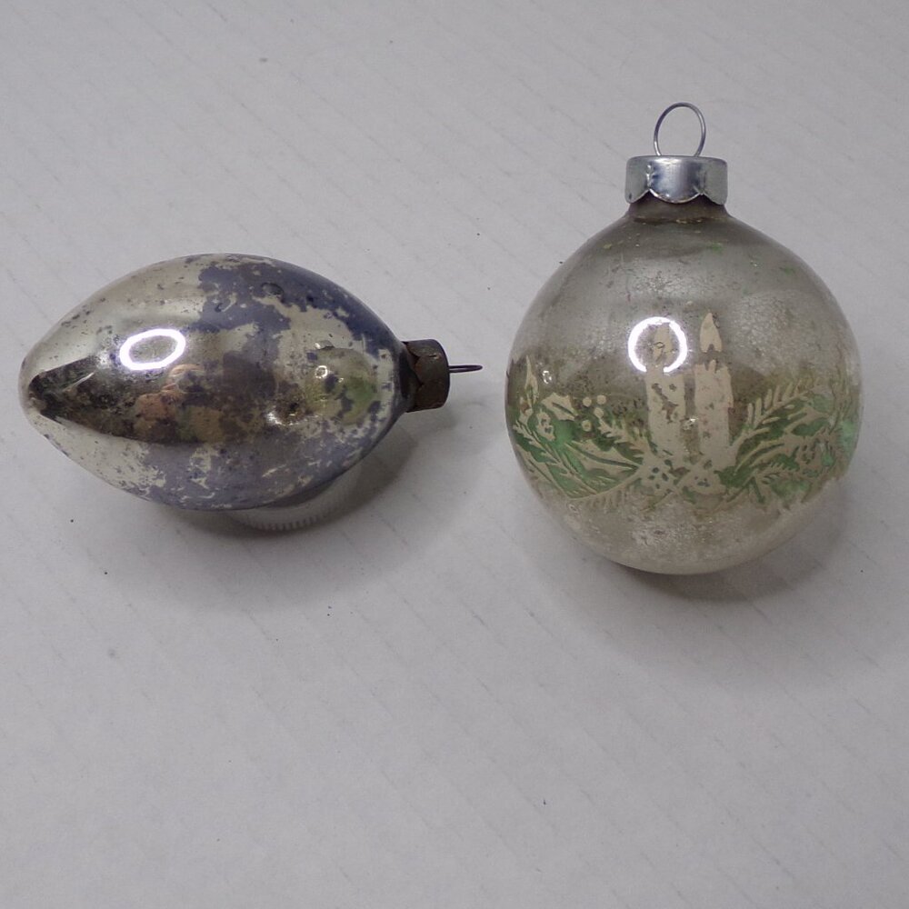 Vintage Candle Holly Silver Tone Christmas Tree Ornaments Made In USA